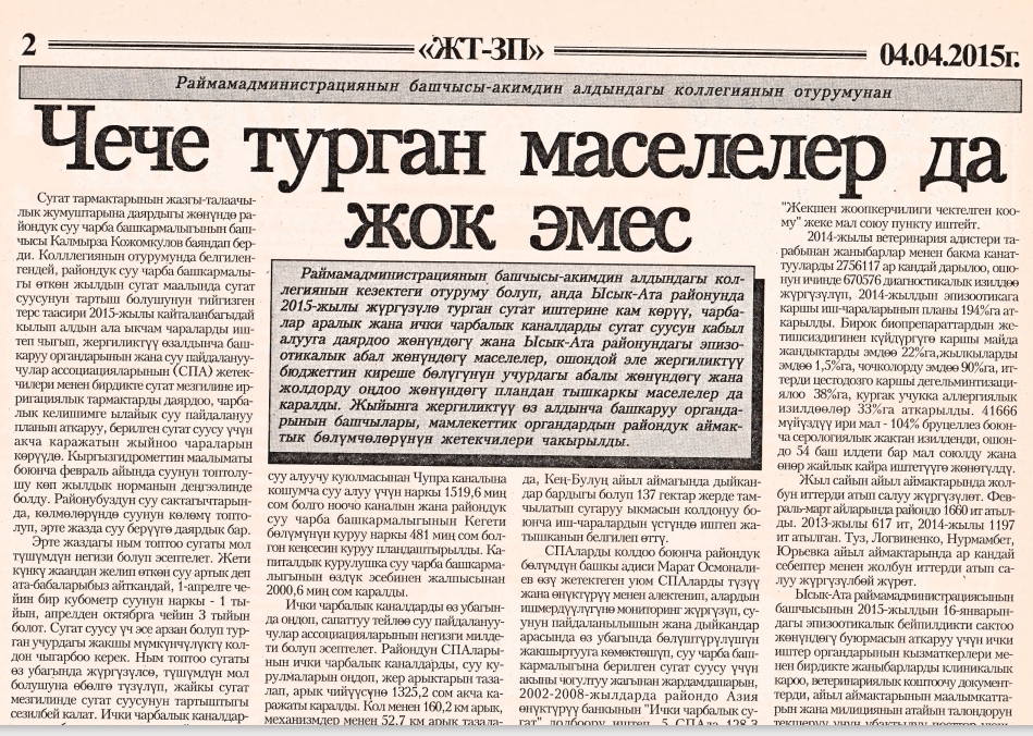 Чече турган маселелер да жок эмес